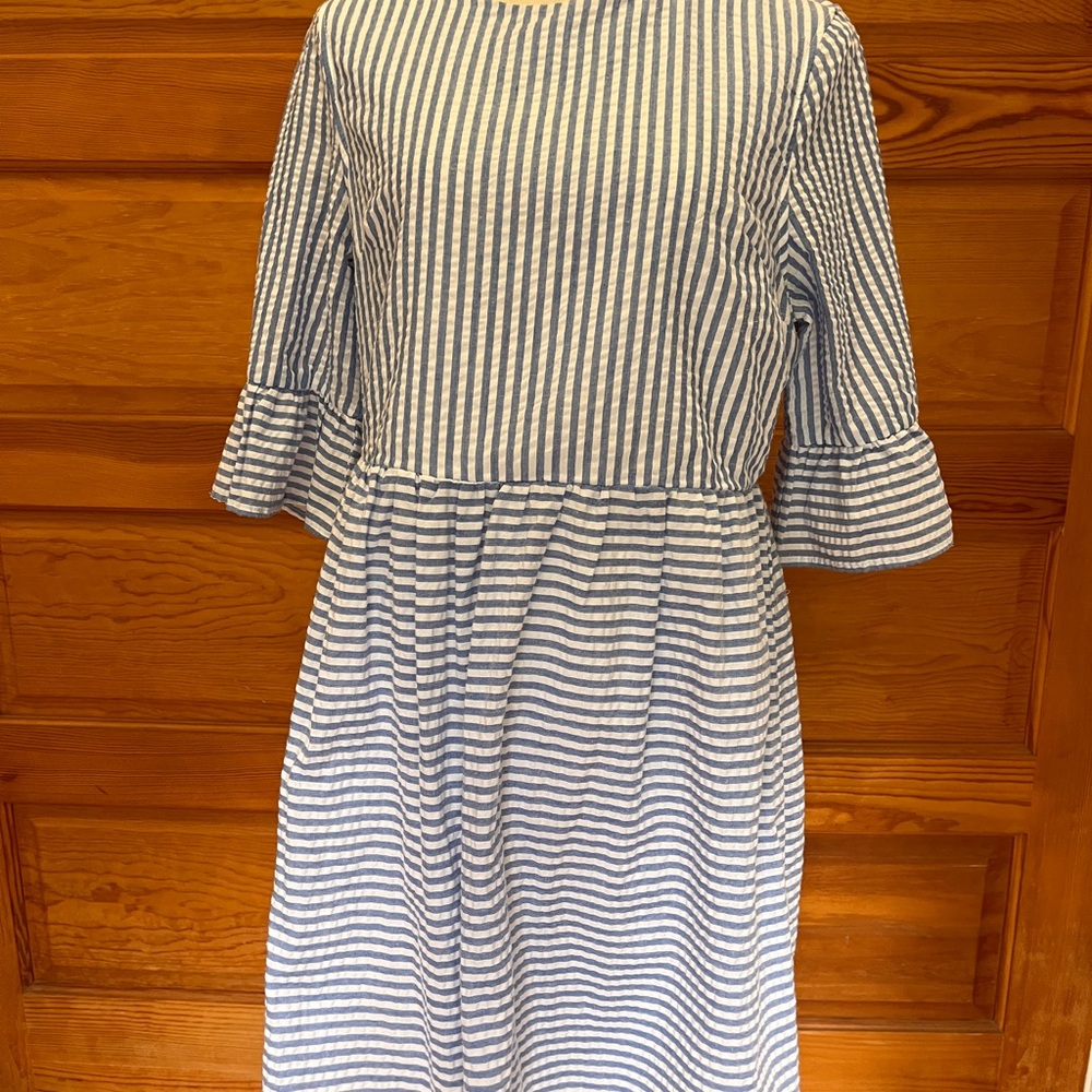 Blue and White Striped Dress